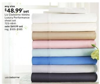 JC Penney Liz claiborne 1000tc luxury performance sheet set offer