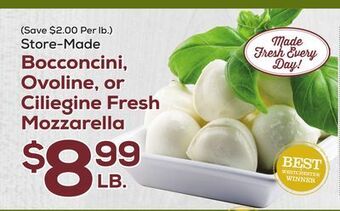 DeCicco & Sons Bocconcini, ovoline, or ciliegine fresh mozzarella offer