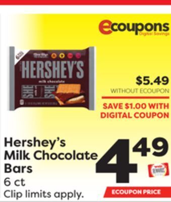 Weis Markets Hershey's milk chocolate bars offer