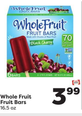 Weis Markets Whole fruit fruit bars offer