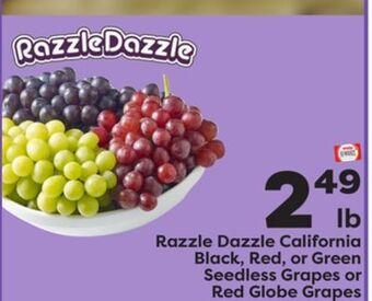 Weis Markets Razzle dazzle california black, red, or green seedless grapes or red globe grapes offer