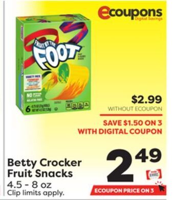 Weis Markets Betty crocker fruit snacks offer