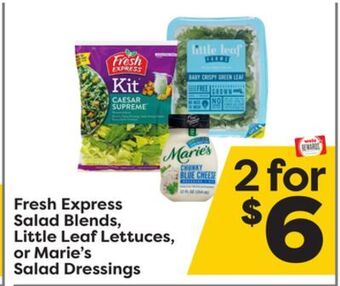 Weis Markets Fresh express salad blends, little leaf lettuces, or marie's salad dressings offer