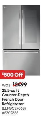 Lowe's 25.5-cu ft counter-depth french door refrigerator offer