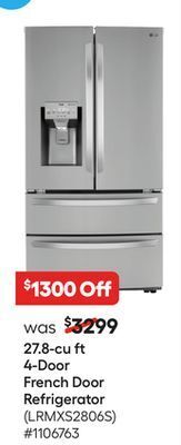 Lowe's 27.8-cu ft 4-door french door refrigerator offer