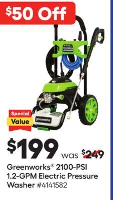 Lowe's Greenworks® 2100-psi 1.2-gpm electric pressure washer offer