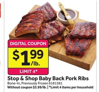 Stop&Shop Stop & shop baby back pork ribs offer