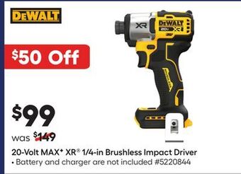 Lowe's 20-volt max✦ xr® 1/4-in brushless impact driver offer