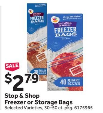 Stop&Shop Stop & shop freezer or storage bags offer