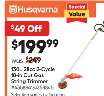 Lowe's 130l 28cc 2-cycle 18-in cut gas string trimmer offer