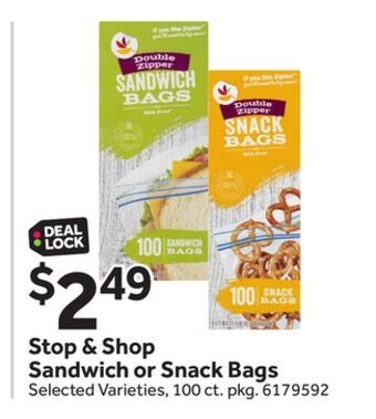 Stop&Shop Stop & shop sandwich or snack bags offer