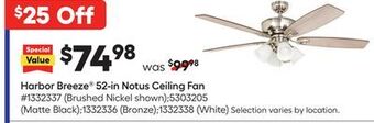 Lowe's Harbor breeze® 52-in notus ceiling fan offer