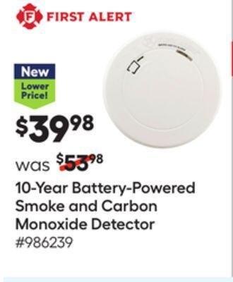 Lowe's 10-year battery-powered smoke and carbon monoxide detector offer
