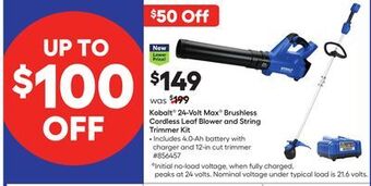 Lowe's 24-volt max c brushless cordless leaf blower and string trimmer kit offer