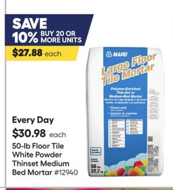 Lowe's 50-lb floor tile white powder thinset medium bed mortar offer