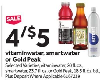 Stop&Shop Vitaminwater, smartwater or gold peak offer