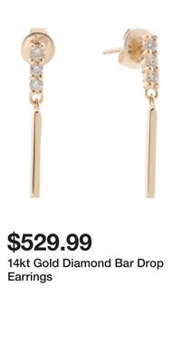 TJ Maxx 14kt gold diamond bar drop earrings offer