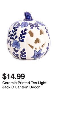 TJ Maxx Ceramic printed tea light jack o lantern decor offer