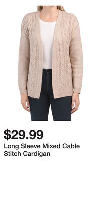 TJ Maxx Long sleeve mixed cable stitch cardigan offer