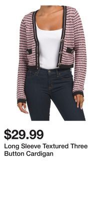 TJ Maxx Long sleeve textured three button cardigan offer