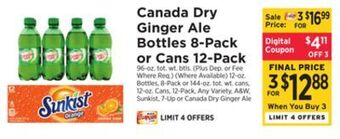 ShopRite Ginger ale bottles 8-pack or cans 12-pack offer