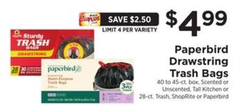 ShopRite Drawstring trash bags offer