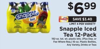 ShopRite Snapple iced tea 12-pack offer