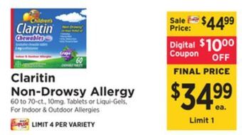 ShopRite Non drowsy allergy offer