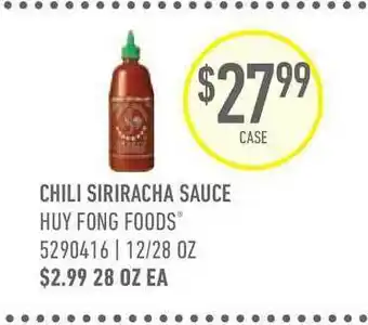 US Foods Chef's Store Chili Siriracha Sauce Huy Fong Foods offer