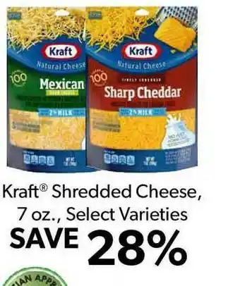 Commissary Kraft® Shredded Cheese, 7 Oz. offer