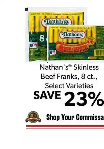 Commissary Nathan's® Skinless Beef Franks, 8 Ct. offer