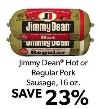 Commissary Jimmy Dean® Hot Or Regular Pork Sausage, 16 Oz. offer