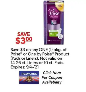 Commissary Poise® Or One By Poise® Pads Or Liners offer