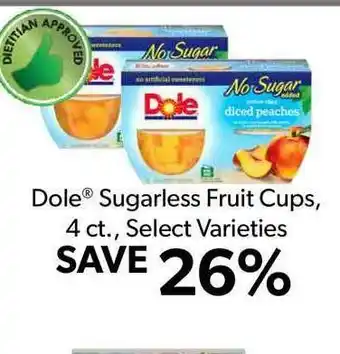 Commissary Dole® Sugarless Fruit Cups 4 Ct. offer