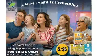 Commissary Freedom's Choice® 3-Bag Popcorn offer