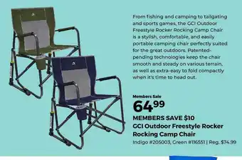 Camping World GCI Outdoor Freestyle Rocker Rocking Camp Chair offer