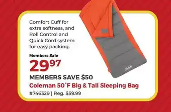 Camping World Coleman 50 ºF Big & Tall Sleeping Bag offer