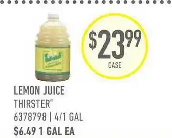 US Foods Chef's Store Lemon Juice Thirster offer