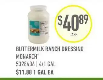US Foods Chef's Store Buttermilk Ranch Dressing Monarch offer