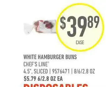 US Foods Chef's Store White Hamburger Buns Chef's Line offer