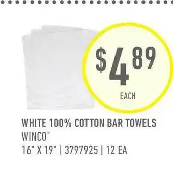 US Foods Chef's Store White 100% Cotton Bar Towels Winco offer