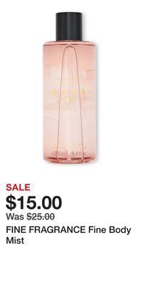 Victoria's Secret Fine fragrance fine body mist offer