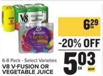 Food Lion V8 V-FUSION OR VEGETABLE JUICE offer