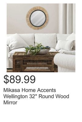 Costco Mikasa home accents wellington 32 round wood mirror offer