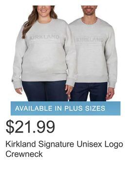Costco Kirkland signature unisex logo crewneck offer