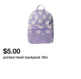 Five Below Printed mesh backpack 16in offer