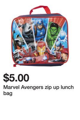 Five Below Marvel avengers zip up lunch bag offer