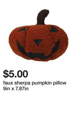 Five Below Faux sherpa pumpkin pillow 9in x 7.87in offer