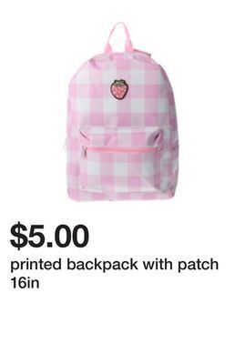 Five Below Printed backpack with patch 16in offer