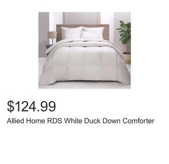 Costco Allied home rds white duck down comforter offer